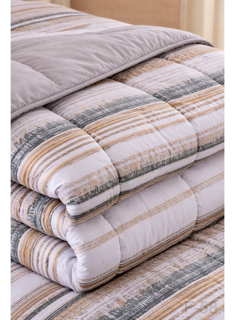 ماركه  طقم مفرش سرير نفر ونص 4 قطع وجهين (مشجر / سادة) – لحاف منفوخ مايكروفايبر 170×230 سم مع شرشف مطاطي، خامة فاخرة وتصميم أنيق يمنح غرفتك لمسة فخامة وراحة - Image 4